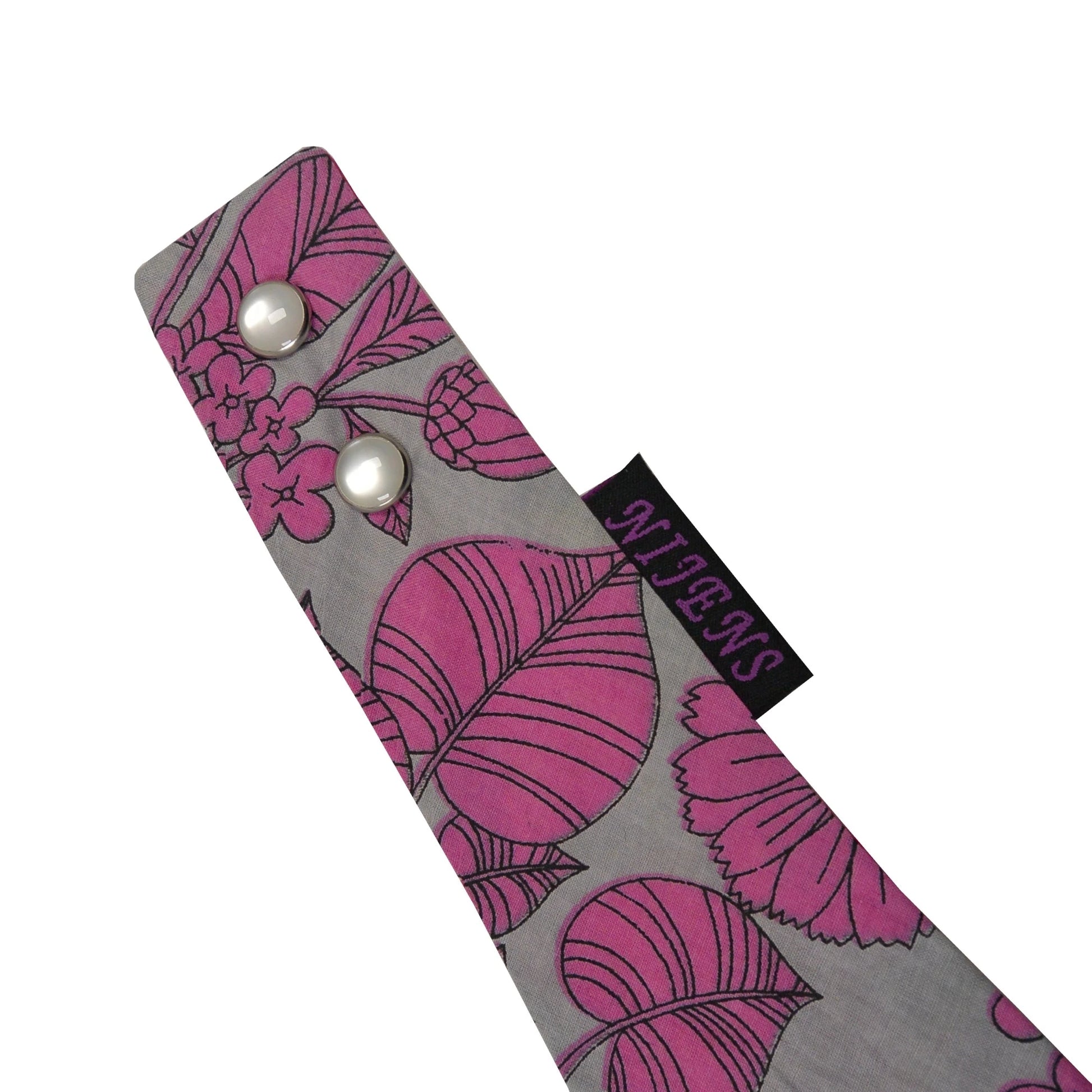 Stoff Halstuch mit Floralen Motiven Rosa-Grau.