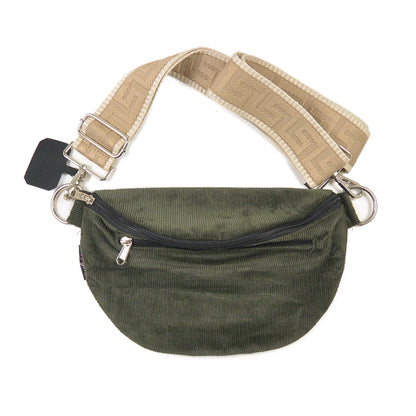 Gassi-Tasche / Crossbodybag, Beltbag aus Cord-Stoff Lodengrün