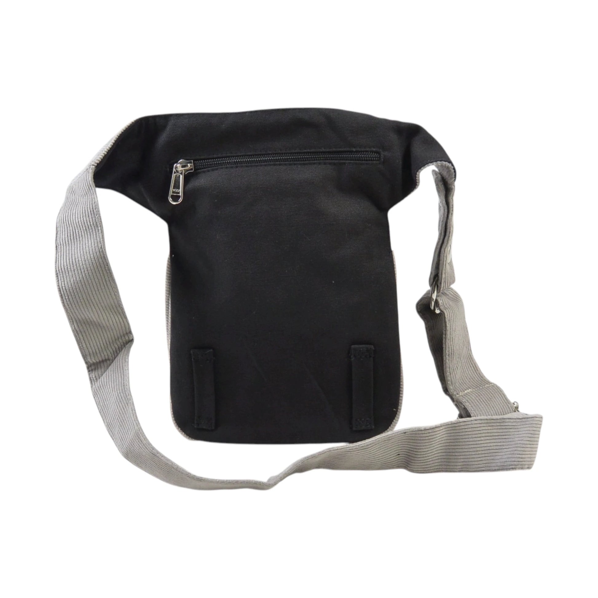 Stylische Cord Bauchtasche Paris in Hellgrau – Rückansicht