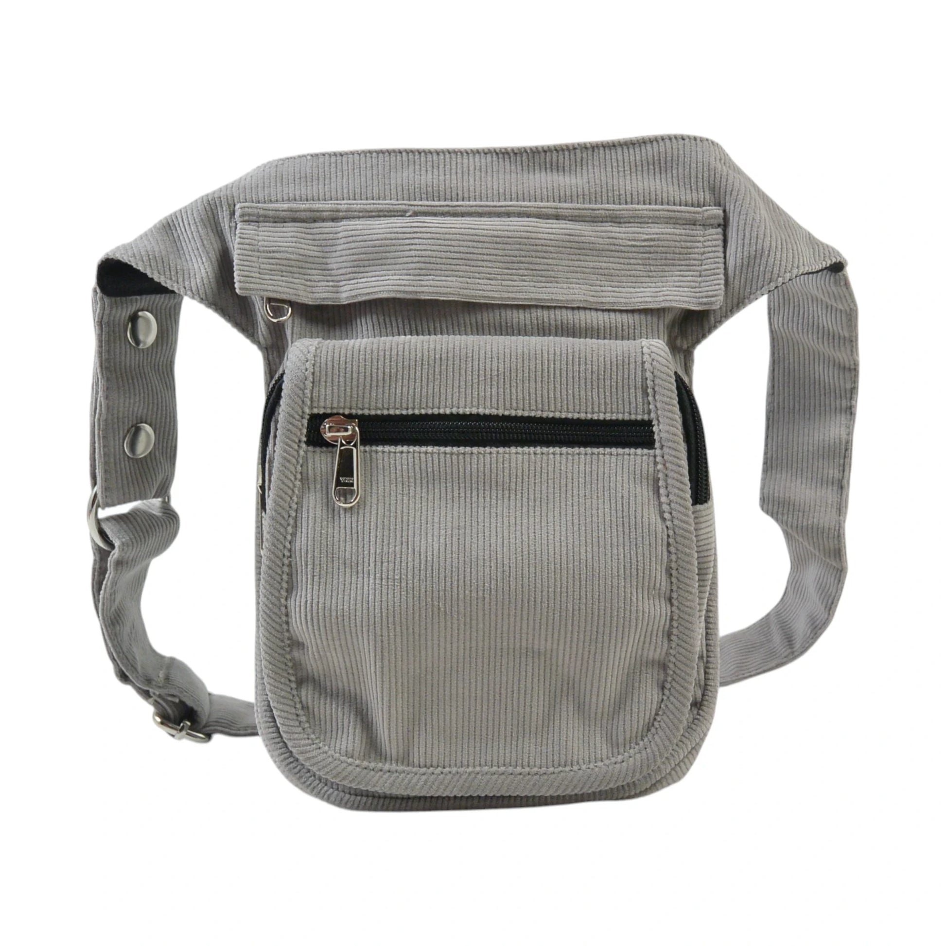 Stylische Cord Bauchtasche Paris in Hellgrau – Vorderansicht