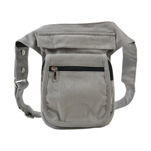 Stylische Cord Bauchtasche Paris in Hellgrau – Vorderansicht