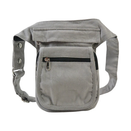 Stylische Cord Bauchtasche Paris in Hellgrau – Vorderansicht