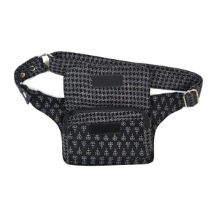 Bauchtasche aus Stoff Schwarz mit kleinem Blumenmuster
