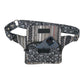 Bauchtasche aus Stoff Grau mit Muster. Gurt ist stufenlos einstellbar. Handyfach.