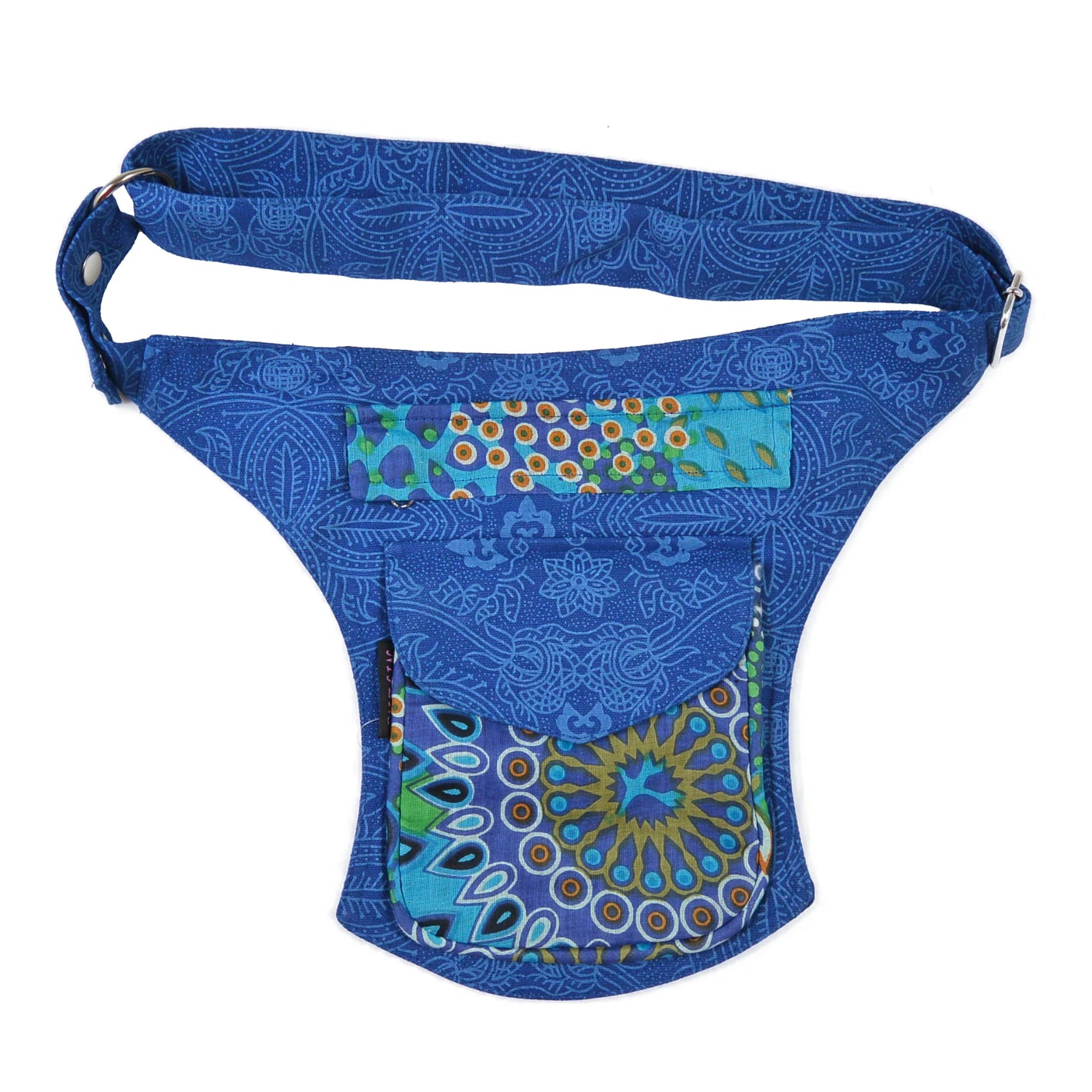 Kobaltblaue Festival-Gürteltasche mit Ethno- und Mandala-Muster – Bauchtasche Madrid von Nijens