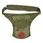 Grüne Gürteltasche im Ethno-Stil mit Blumenmuster – Festival Bauchtasche Madrid von Nijens, Vorderansicht