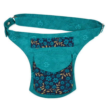 Farbenfrohe türkise Gürteltasche im Ethno-Stil – stylische Festival-Bauchtasche Madrid von Nijens