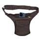 Schokobraune Herren Bauchtasche aus Baumwolle mit verstellbarem Hüftgurt und Handyfach.