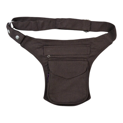 Schokobraune Herren Bauchtasche aus Baumwolle mit verstellbarem Hüftgurt – praktische Sidebag Madrid von Nijens