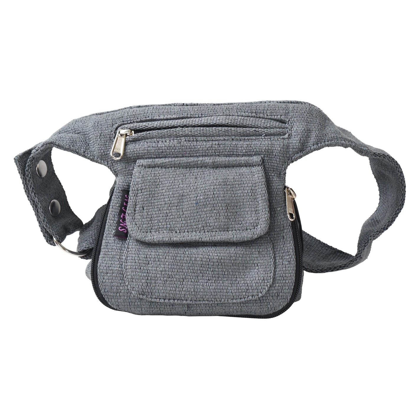 Nijens Gürteltasche in Grau – praktische Hüfttasche aus Baumwolle mit mehreren Fächern