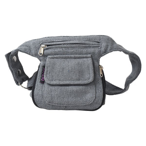Nijens Gürteltasche in Grau – praktische Hüfttasche aus Baumwolle mit mehreren Fächern