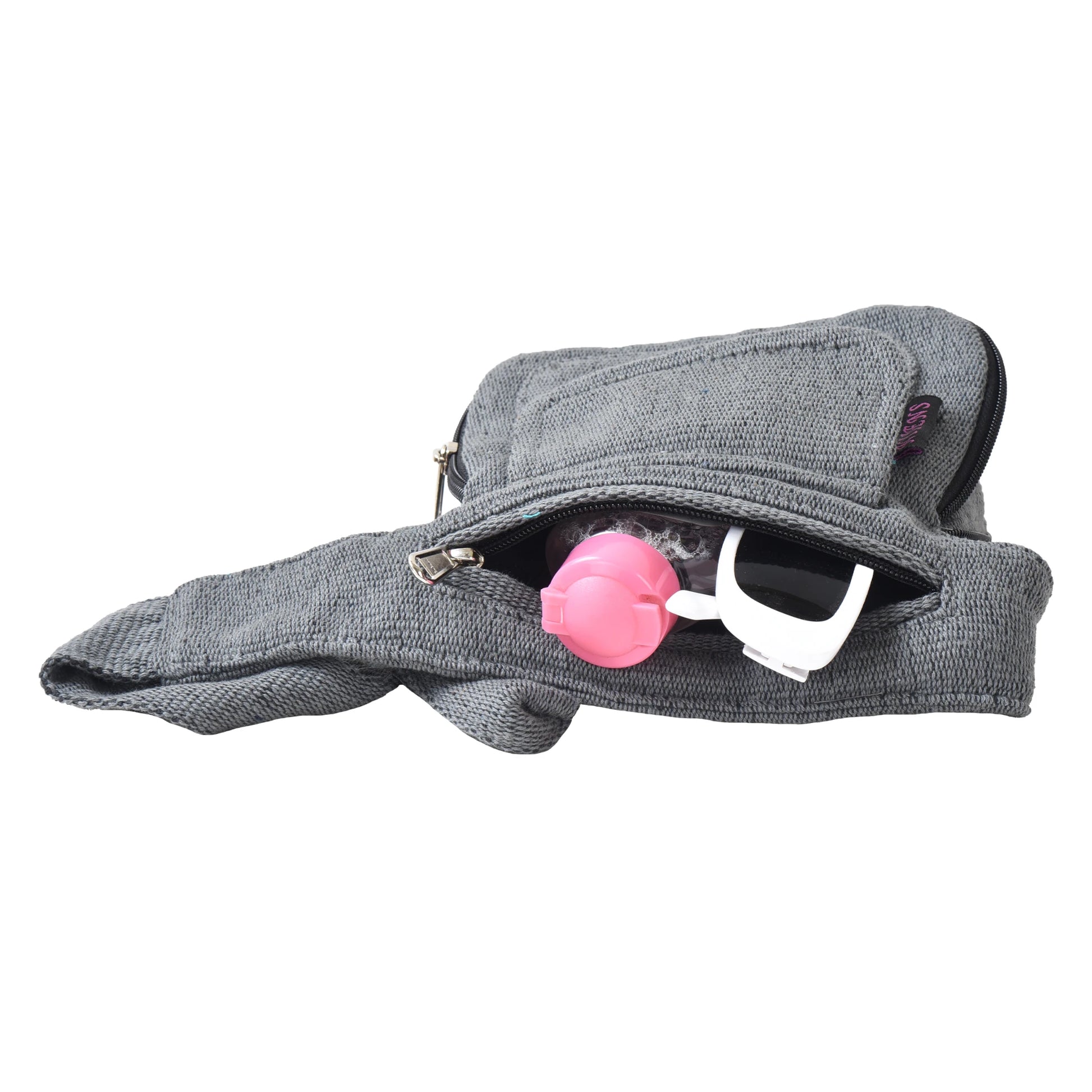Bauchtasche in Grau – multifunktionale Baumwolltasche