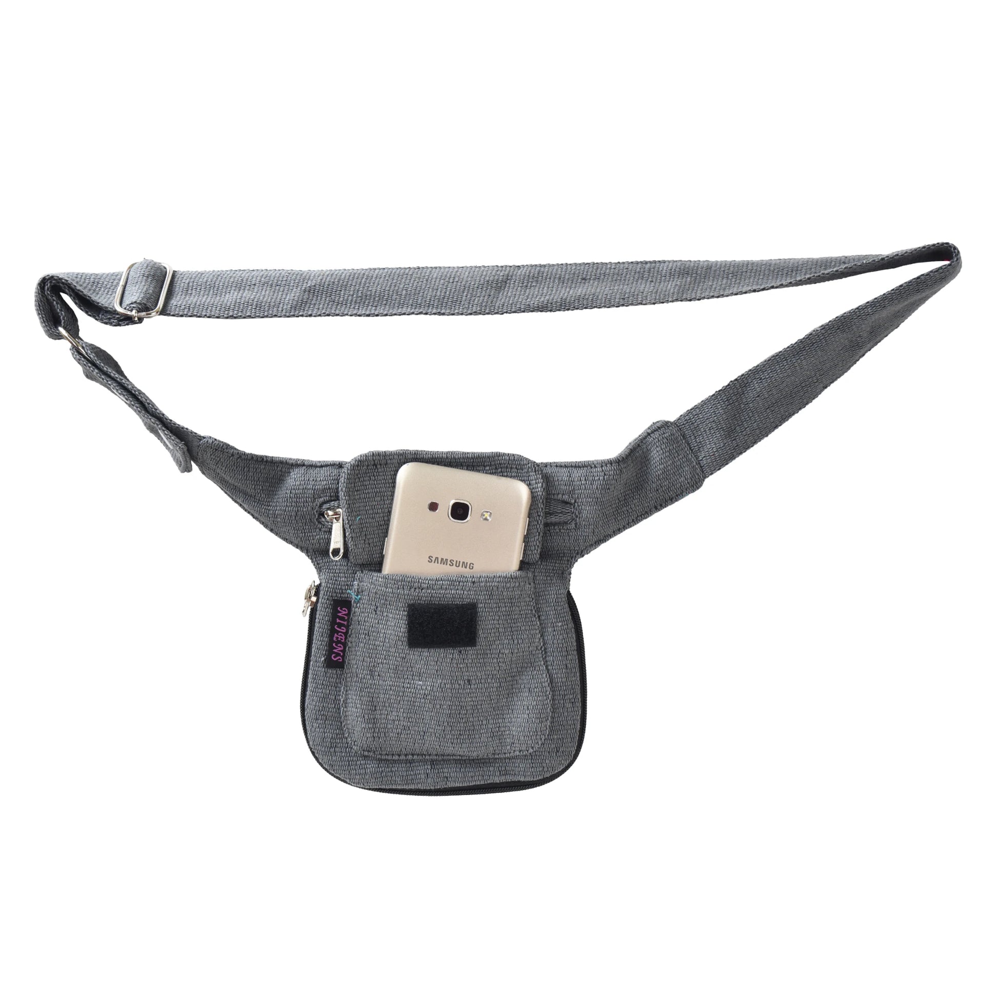 Nijens Bauchtasche in Grau – multifunktionale Baumwolltasche mit Handyfach
