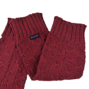 Beinstulpen aus 100 % Schurwolle in Bordeauxrot mit Strickmuster von Nijens