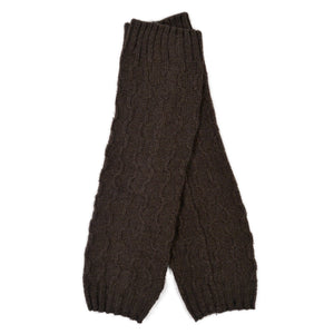 Beinstulpen Lindau in Dunkelbraun mit Zopfmuster aus Acryl und Wolle