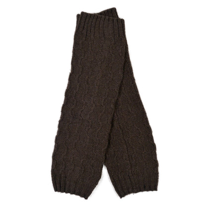 Beinstulpen Lindau in Dunkelbraun mit Zopfmuster aus Acryl und Wolle