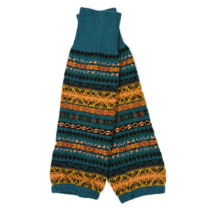 Beinstulpen Rosenheim in Türkis-Gelb mit Jacquard-Strickmuster von Nijens