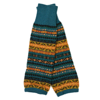 Beinstulpen Rosenheim in Türkis-Gelb mit Jacquard-Strickmuster von Nijens