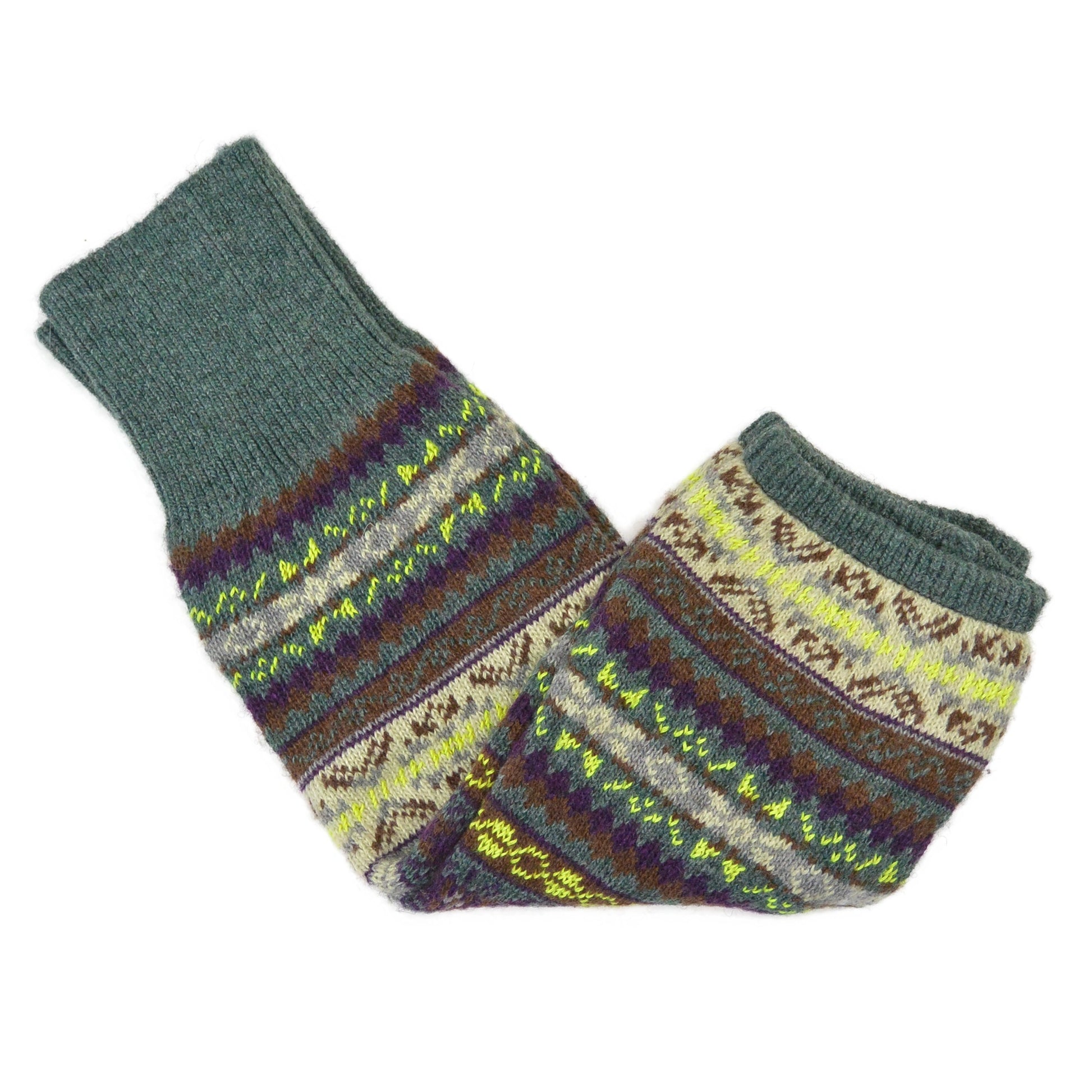 Gestrickte Beinstulpen Rosenheim mit farbenfrohem Fair-Isle-Design von Nijens