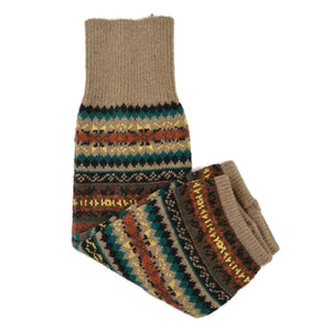 Beinstulpen Rosenheim im brauen Jacquard-Muster aus Acryl und Wolle