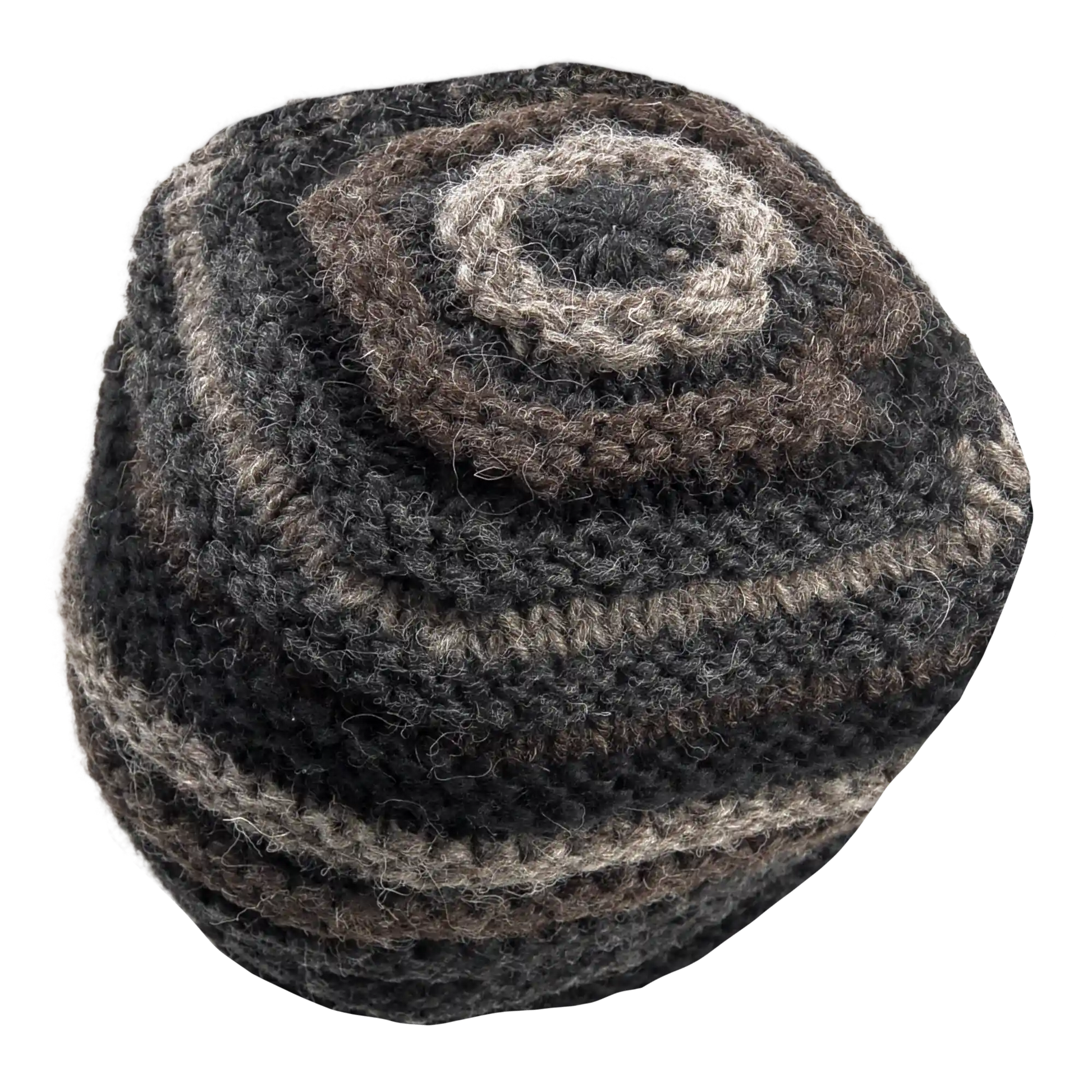 Rippenmütze, handgestrickte Wollmütze aus 100% Schurwolle mit farblich unterschiedlichem Rippenstrick. Rundgestrickt mit Volum. Schwarz, Grau, Braun.