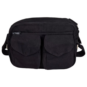 Crossbodybag Cotton BlackGassi-Tasche, Bauchtasche sowie UmhĂ€ngetasche aus Canvasstoff, Schwarz, und ReiĂverschlussfach vorne mit zwei aufgesetzten, auswaschbaren LeckerliefĂ€chern.