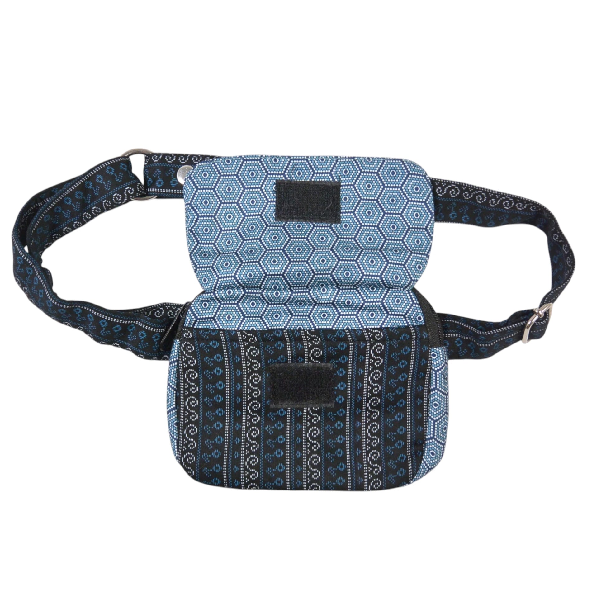 Stoff Bauchtasche mit Muster Blau-Türkis