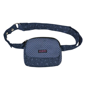 Nijens Beuteltasche Derby 223B aus Baumwolle in Blau mit Muster, kompakte Gürteltasche mit Reißverschlussfach