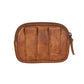 Kleine Beuteltasche Leder Brandy mit Gürtelschlaufen. Rückansicht.