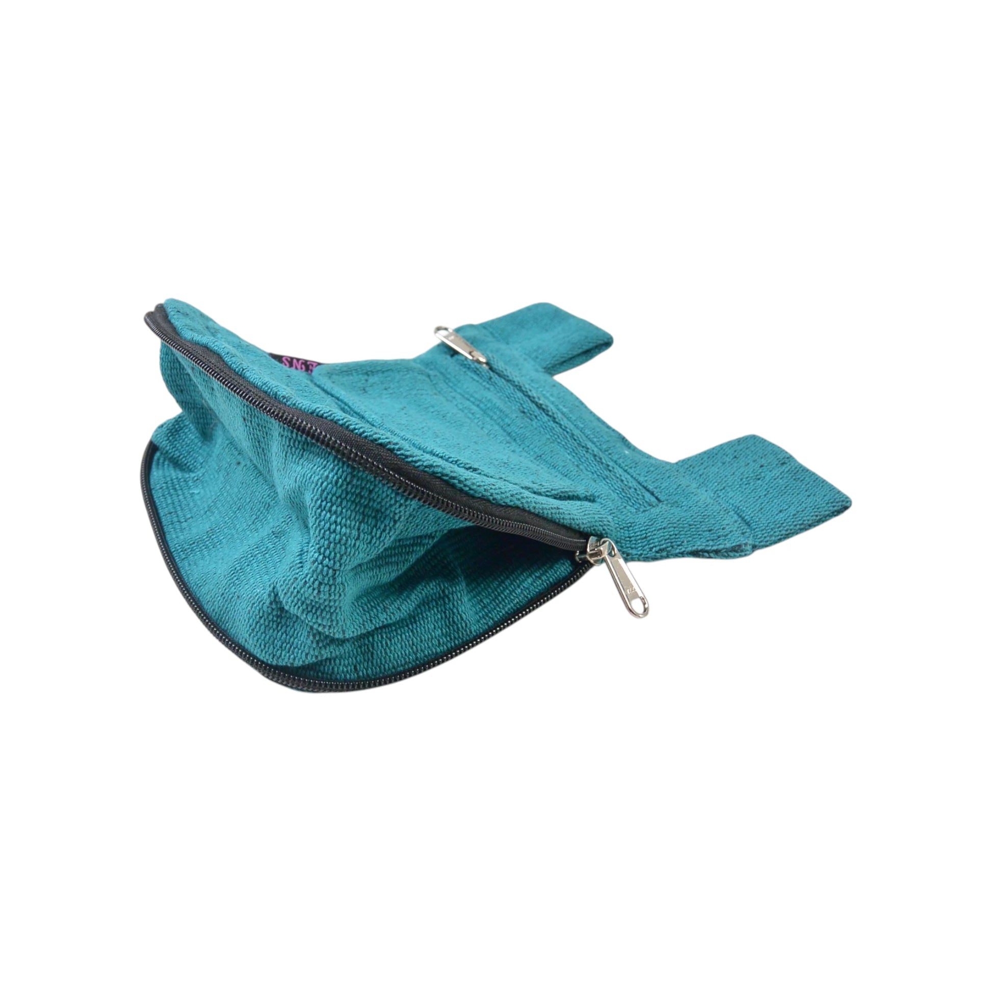 Beuteltasche aus türkisfarbenem Two Tone Canvas mit verstellbarer Taschentiefe durch Reißverschluss