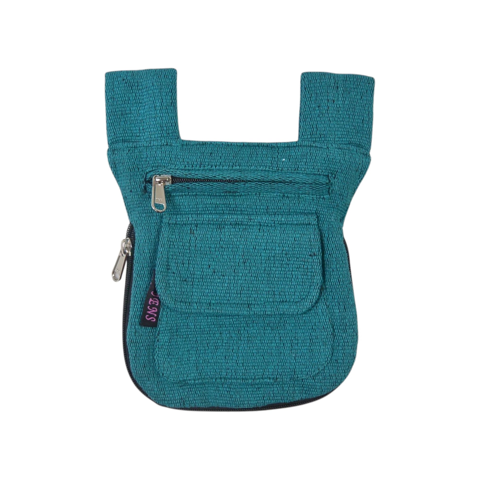 Kompakte Gürteltasche aus Petrol Canvas mit Reißverschlussfach und Gürtelschlaufen