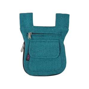Kompakte Gürteltasche aus Petrol Canvas mit Reißverschlussfach und Gürtelschlaufen