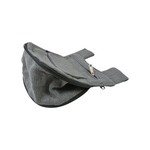 Leichte Beuteltasche aus Baumwoll-Canvas Grau mit verstellbarer Tiefe und Gürtelschlaufen