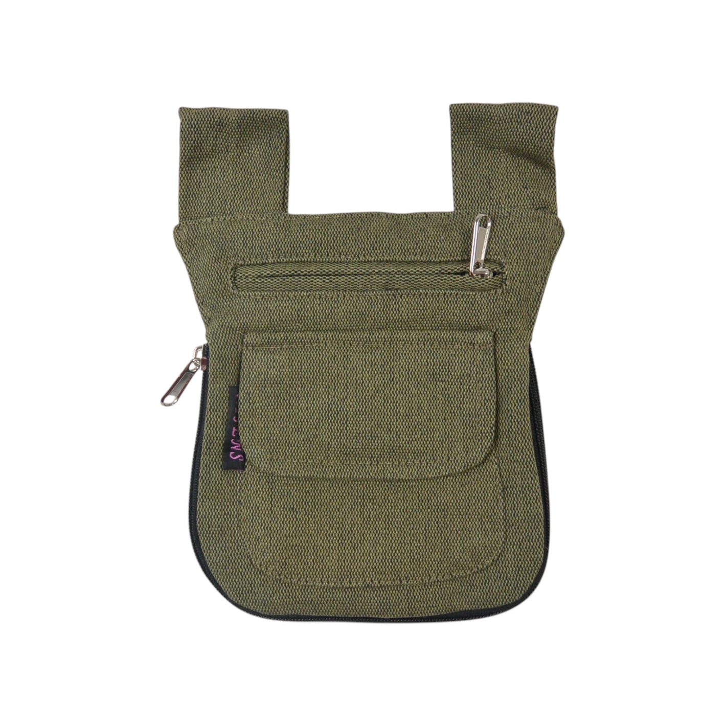Reversible Canvas-Beuteltasche Olivgrün mit flexiblem Stauraum und praktischem Reißverschluss