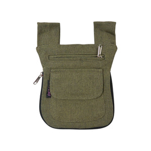 Reversible Canvas-Beuteltasche Olivgrün mit flexiblem Stauraum und praktischem Reißverschluss
