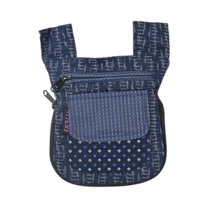  Beuteltasche mit Klettverschluss und Gürtelschlaufen aus  Baumwoll-Stoff in Blau Mustermix