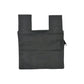 Quadratische Beuteltasche in Schwarz von Nijens mit Druckknopf-Fronttasche. Rückansicht.