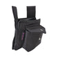 Quadratische Beuteltasche in Schwarz von Nijens mit Druckknopf-Fronttasche. Seitenansicht.