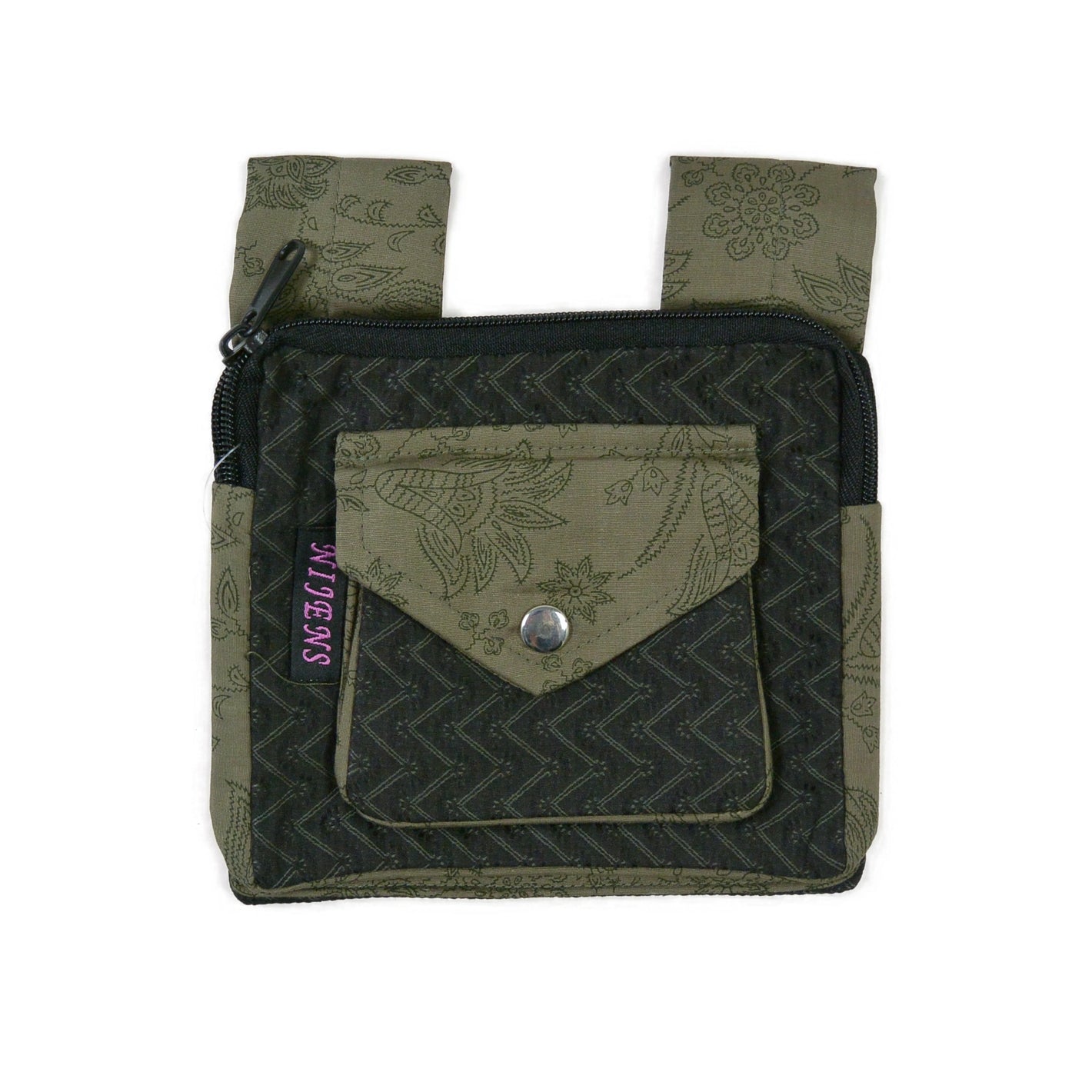 Quadratische Beuteltasche Delhi von Nijens mit Druckknopf-Fronttasche