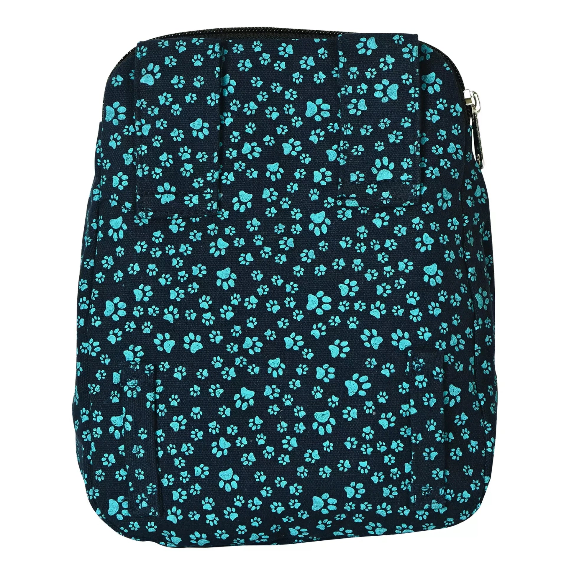 Beuteltasche Gassi-Tasche Stoff-Canvas Teal mit Pfotenmuster. Bild 5