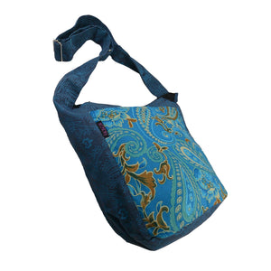 Schultertasche, Strandtasche, Stoff, Paisley in Blau (5. Bild)