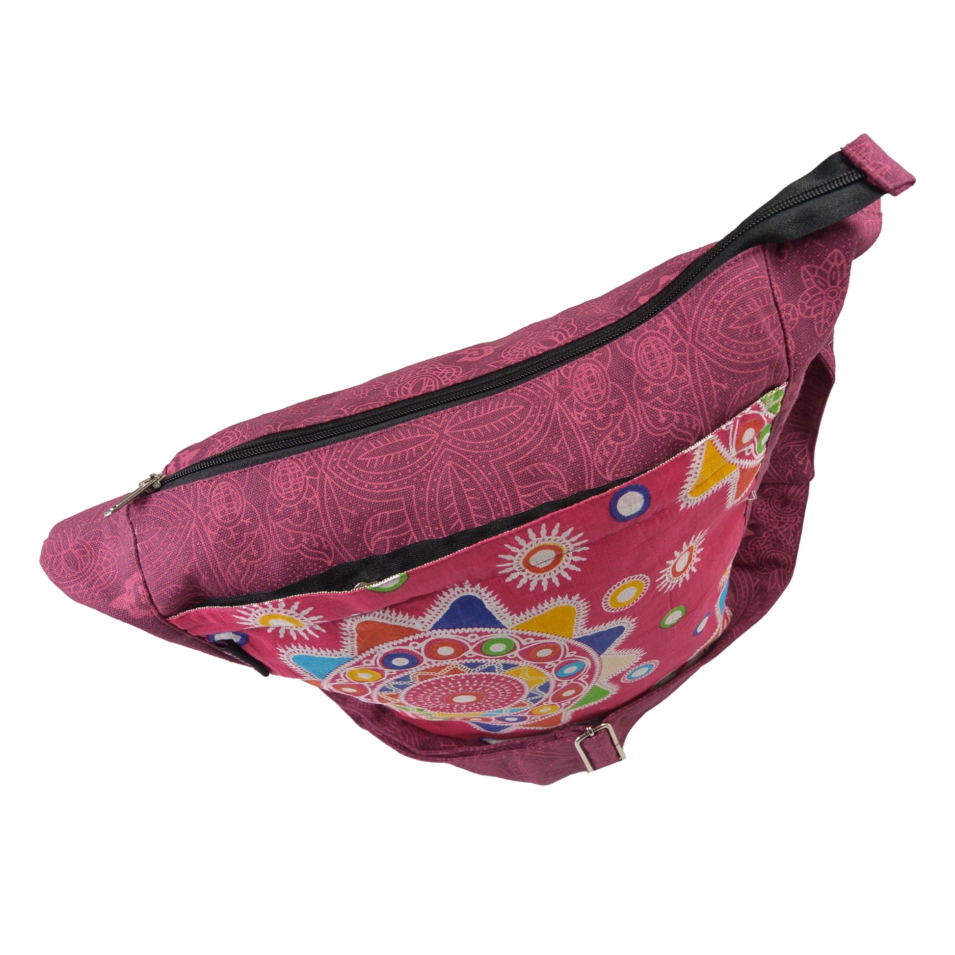 Schultertasche, Strandtasche, Stoff, Muster in Magenta (4. Bild)