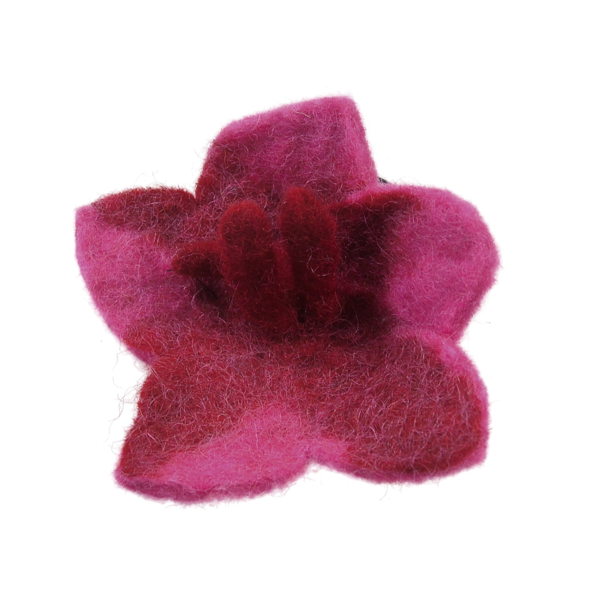 Filz-Haargummi mit pink-roter Blüte aus Schurwolle, handgefilzt