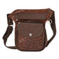 Braune Gassi-Tasche aus echtem Leder mit Pfotenherz-Prägung und Frontfach mit Druckknopf.