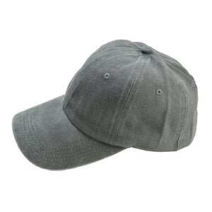 Seitenansicht: Cap, Schirmmütze aus 100 % Baumwolle Grau in gewaschener Optik – lässige Schirmmütze im Vintage-Stil.