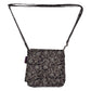 Kleine Tasche, Umhängetasche aus Baumwolle, Schwarz mit Blumenornamenten. Der Tragegurt ist stufenlos verstell
