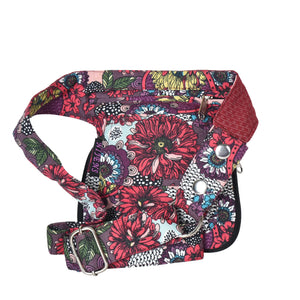 Wendbare Bauchtasche Stoff Rot mit Blumenmuster - Nijens Shop 23