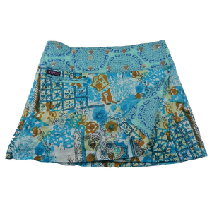 Sommerrock, Wenderock kurz aus Baumwollstoff Türkis, Muster Mix.