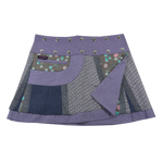 Sommerrock aus Baumwolle in Grau/Punkte im Mustermix. Umfang ist verstellbar mit doppelter Druckknopfleiste mit Seitentasche.