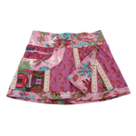 Sommerrock aus Baumwolle in Rosa/Pink im Mustermix. Umfang ist verstellbar mit doppelter Druckknopfleiste mit Seitentasche.